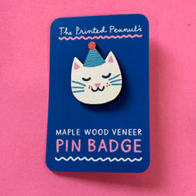 Load image into Gallery viewer, Printed Peanut Wooden Pin Badge