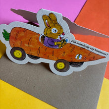 Load image into Gallery viewer, Carrot Bunny Car - Richard Scarry Greetngs