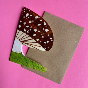 Brown Mushroom Greetings Card