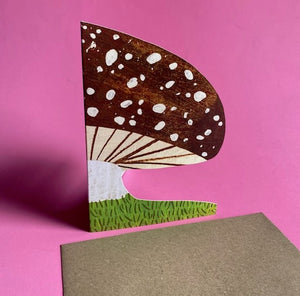 Brown Mushroom Greetings Card