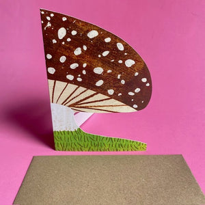 Brown Mushroom Greetings Card