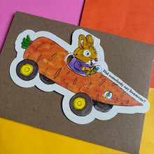 Load image into Gallery viewer, Carrot Bunny Car - Richard Scarry Greetngs
