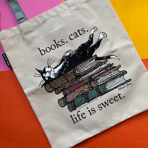 Book. Cats. Life Is Sweet Tote Bag
