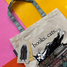 Load image into Gallery viewer, Book. Cats. Life Is Sweet Tote Bag
