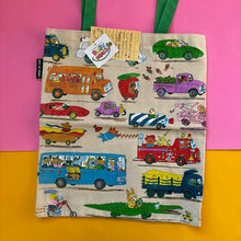 Load image into Gallery viewer, Cars and Trucks and Things That Go tote bag
