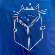 Load image into Gallery viewer, Cat Read T- shirt in Blue
