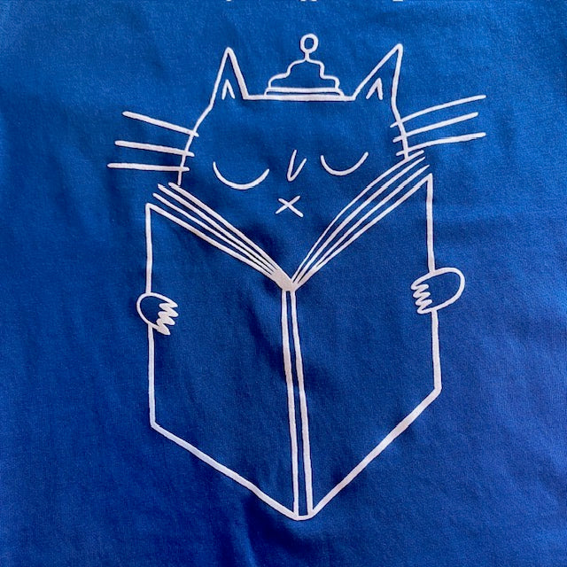 Cat Read T- shirt in Blue