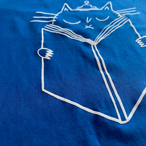 Cat Read T- shirt in Blue