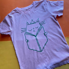 Load image into Gallery viewer, Cat Read T- shirt in Candy Pink
