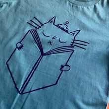 Load image into Gallery viewer, Cat Read T- shirt in Teal

